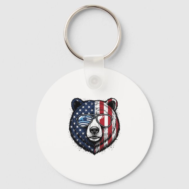 Chaveiro Óculos de Sol do Urso Patriota Camisa Vector Vinta (Frente)