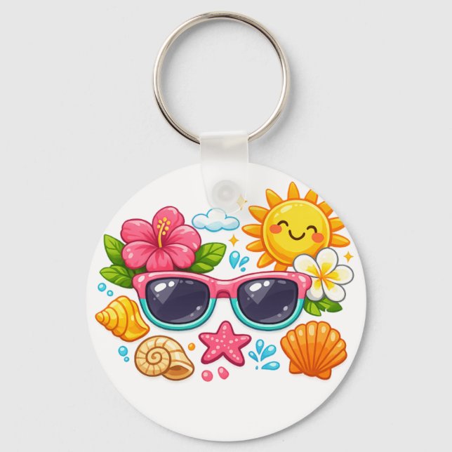 Chaveiro Óculos de Sol Elegantes com Vibrações de Verão Pul (Frente)