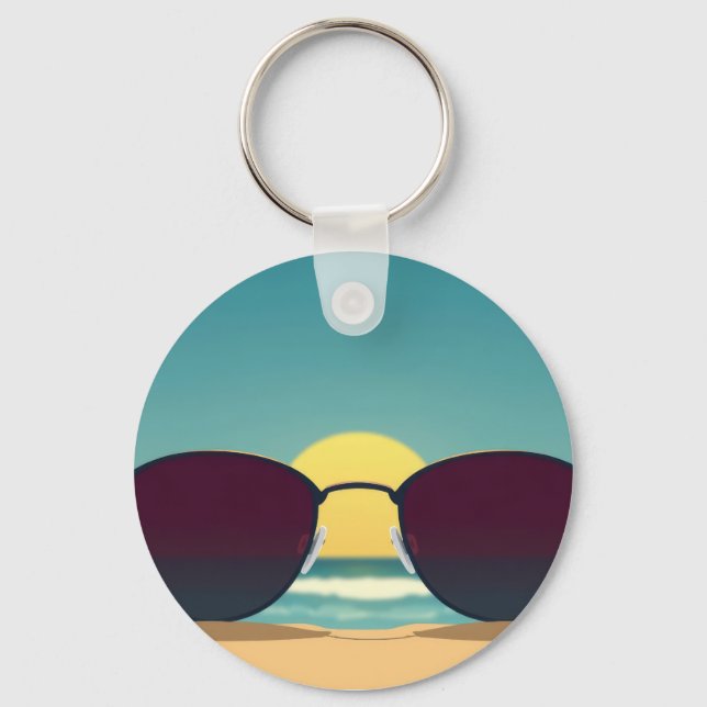 Chaveiro Óculos de Sol Retro de Praia e Sol (Frente)