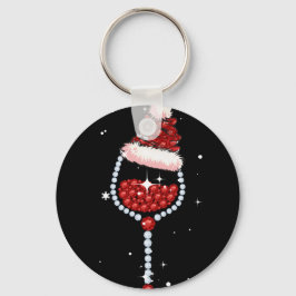 Chaveiro Óculos de Vinho Noel Chapéu de Natal Presentes de