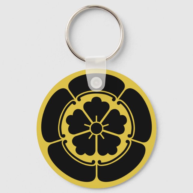 Chaveiro Oda Mon Japonês: samurai clan yellow on black (Frente)