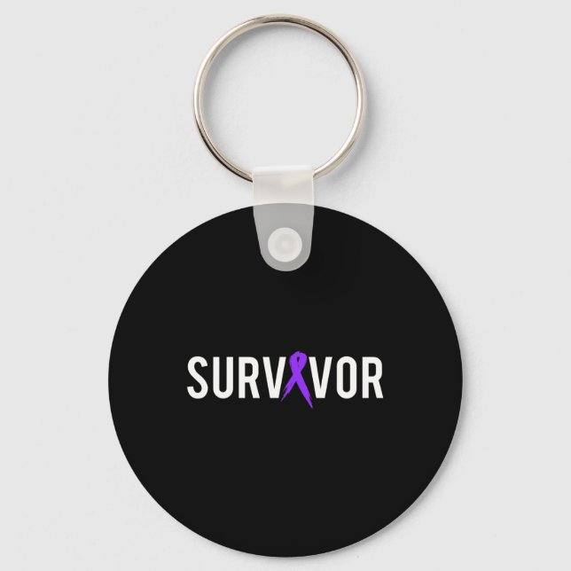 Chaveiro Oferta de Design de Sobrevivência do câncer de pân (Frente)