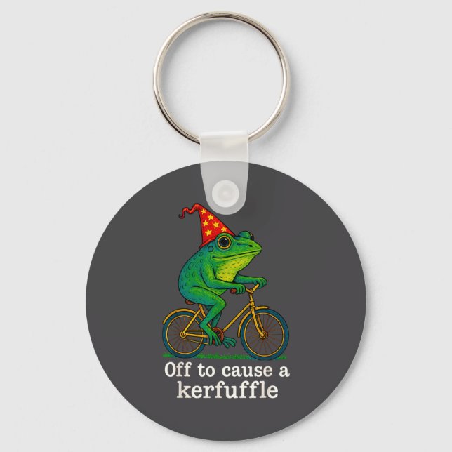 Chaveiro Off To Cause A Kerfuffle Funny Frog Wizard Bicycle (Frente)