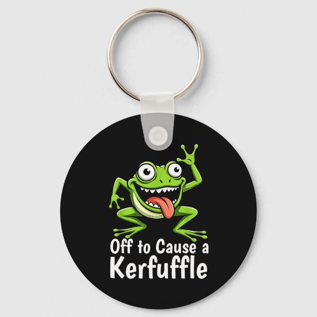 Chaveiro Off To Cause A Kerfuffle Funny Meme Frog Mischief  (Frente)