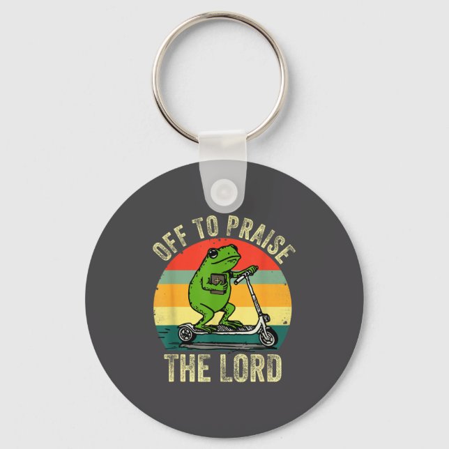 Chaveiro Off To Praise The Lord Funny Frog Bible Study Jesu (Frente)