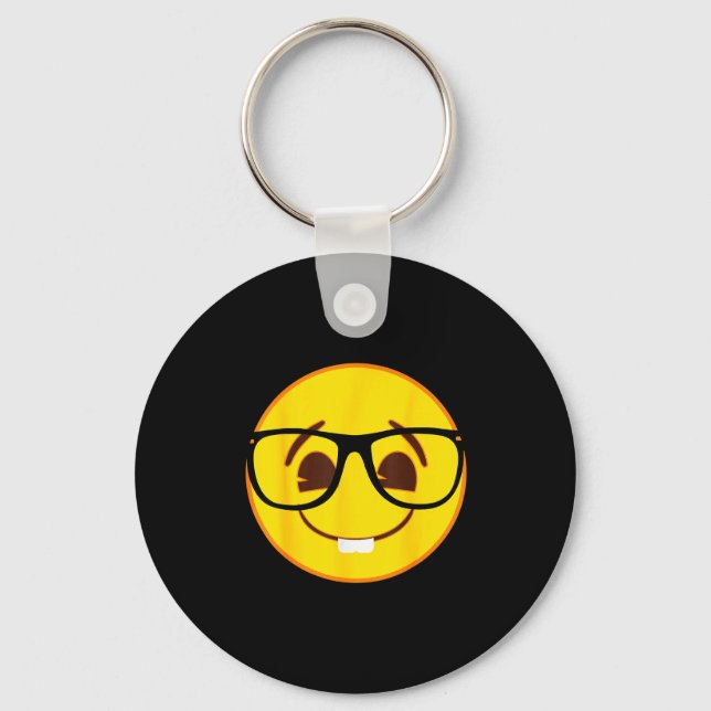 Chaveiro Official Emoji Nerd Gles Yellow Smile Face  (Frente)