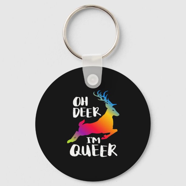 Chaveiro Oh Deer Queer Pride Minimal Artistic StyleKeychain (Frente)
