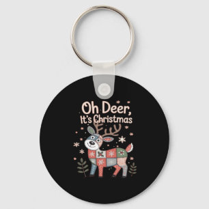 Chaveiro Oh Veado É Natal Quadrados Miniatura de Patchwork