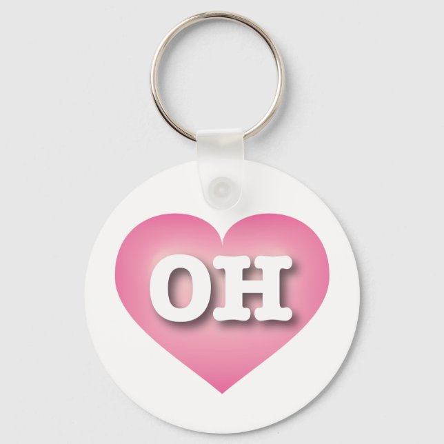 Chaveiro Ohio Pink Fade Heart - Eu amo OH (Frente)