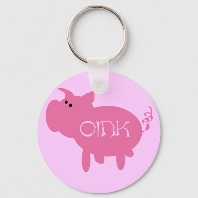 Chaveiro Oink camiseta e presentes cor-de-rosa do porco (Frente)