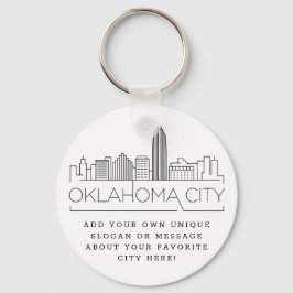Chaveiro Oklahoma City Stylized Skyline | Slogan Personaliz