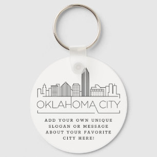 Chaveiro Oklahoma City Stylizou Skyline  Slogan Personaliza