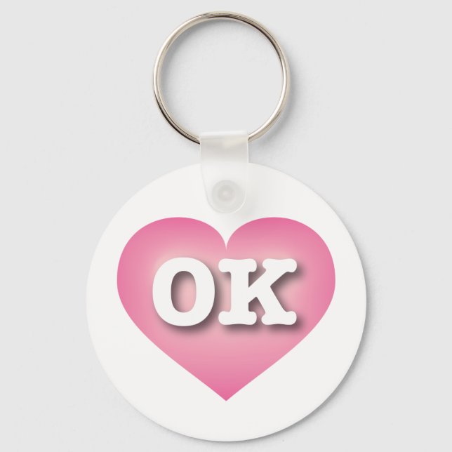 Chaveiro Oklahoma Pink Fade Heart - Eu amo OK (Frente)