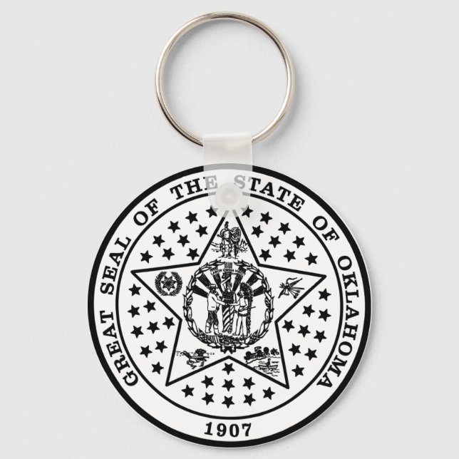 Chaveiro Oklahoma State Seal (preto e branco) (Frente)