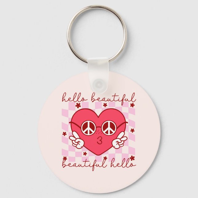 Chaveiro Olá Belo Coração Rosa (Frente)