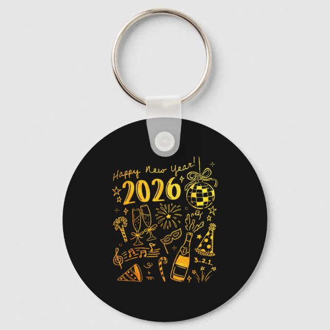 Chaveiro Olá Bola de Discoteca 2026 Coquette Laço Feliz Ano (Frente)