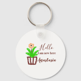 Chaveiro Olá, sou novo aqui, chá de fraldas, crianças, folh