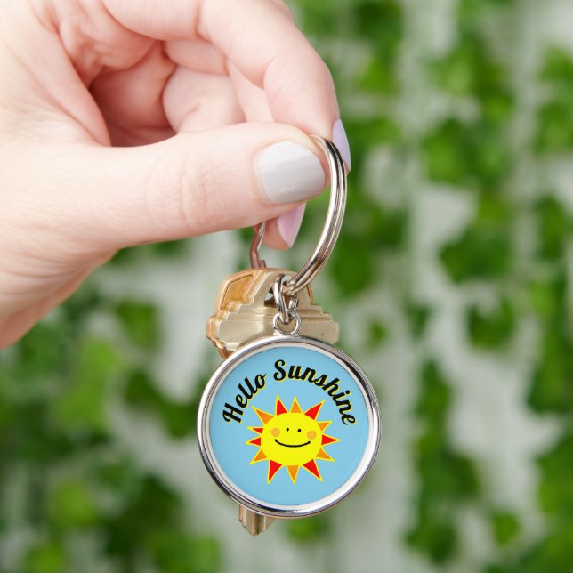 Chaveiro Olá Sunshine Design de Sol Fofo e Feliz (Mão)