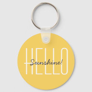 Chaveiro Olá Sunshine Tipografia Moderna Citação Amarelo