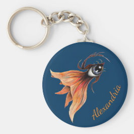 Chaveiro Olho Dourado Peixe Dourado Surrealista Arte Fantas