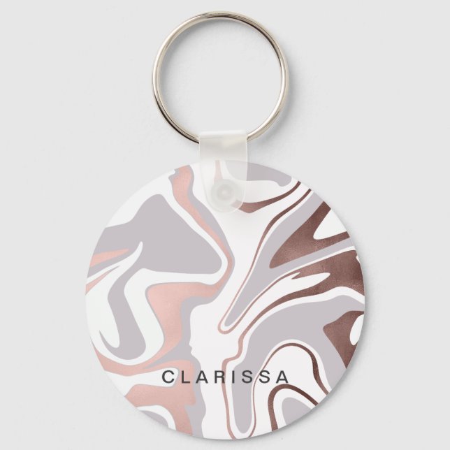 Chaveiro Olho elegante de rosa dourado (Frente)