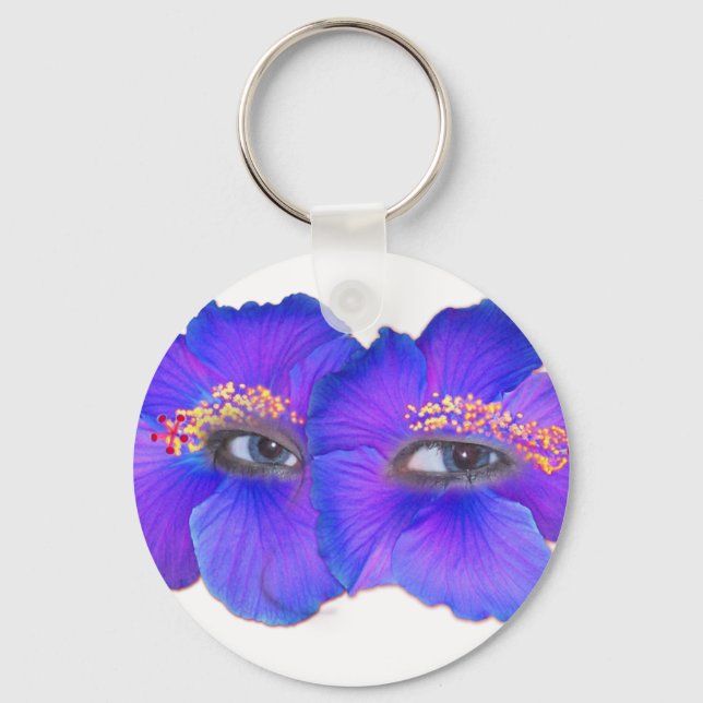 Chaveiro Olhos de Hibiscus - Azul (Frente)