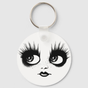 Chaveiro Olhos Grandes Boneca Gótica Assustadora Arte de Lá