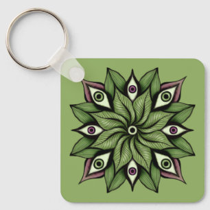 Chaveiro Olhos Psicodélicos Mandala - Padrão Floral Trippy