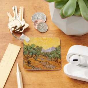Chaveiro Oliveiras, céu amarelo e sol, Vincent van Gogh