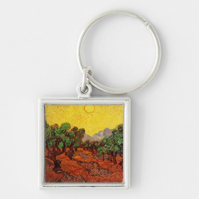 Chaveiro Oliveiras com Céu Amarelo e Sol Van Gogh (Frente)