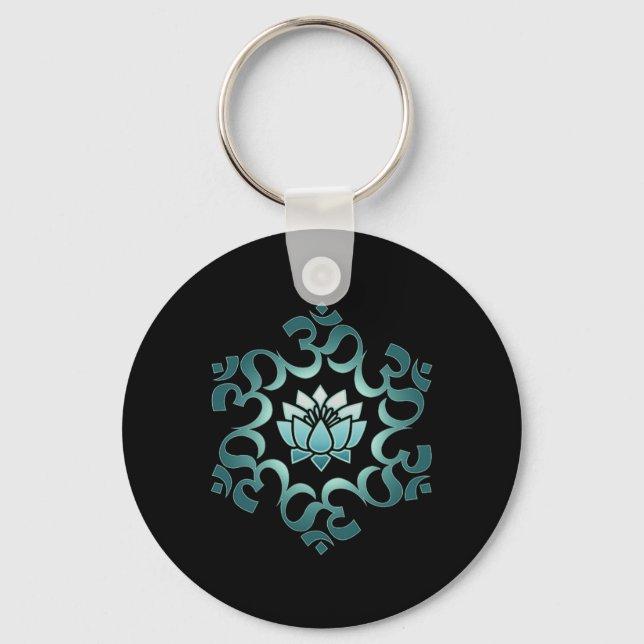 Chaveiro Om, Mantra, Símbolo, Mandala, Flor de Lótus, Budis (Frente)