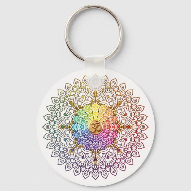 Chaveiro Om Rainbow Mandala (Frente)