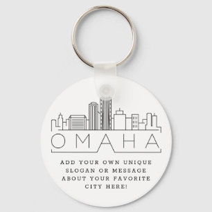 Chaveiro Omaha, Nebraska Stylizou Skyline  Slogan Personali