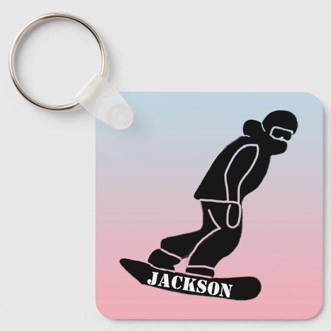 Chaveiro Ombre Freeride Snowboarder Snowboard Stencil (Frente)