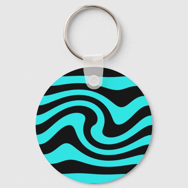 Chaveiro Onda abstrato negra de Aqua (Frente)