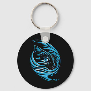 Chaveiro Onda De Gato Azul Para Kamala 47 Gato Engraçado La