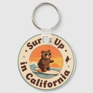 Chaveiro Onda de Surf da Califórnia Vintage Urso Surfista