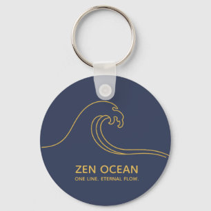 Chaveiro Onda Zen Minimalista   Linha Abstrata do Oceano