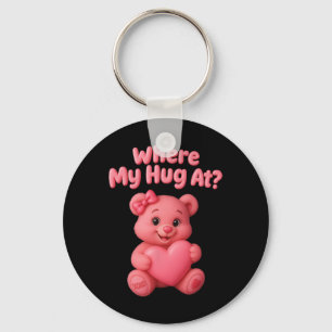Chaveiro Onde está meu abraço Urso fofo segurando coração e
