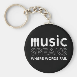 Chaveiro Onde Palavras Falham Música Falam aspas com teclas