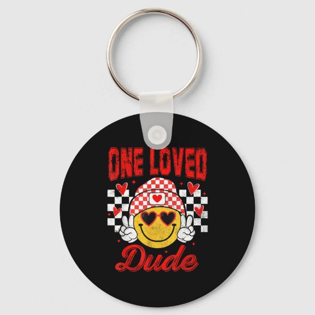 Chaveiro One Loved Dude Checkered Heart Valentines Day Boys (Frente)