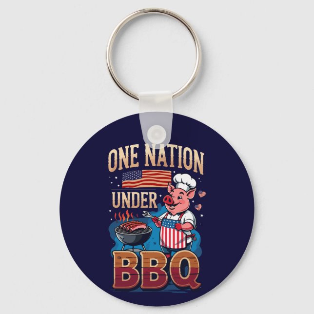 Chaveiro One Nation Under BBQ – Vintage Chef Grillmaster (Frente)