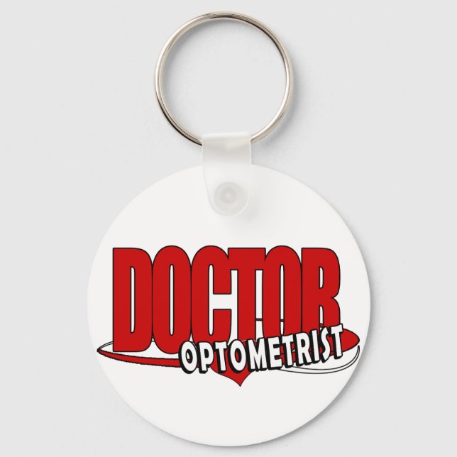 CHAVEIRO OPTOMETRISTA DOUTOR DE LOGOTIPO VERMELHO GRANDE (Frente)