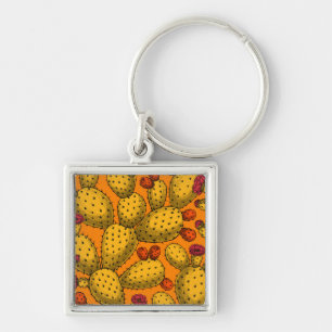Chaveiro Opuntia florescente em amarelo