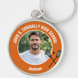 Chaveiro Orange Lacrosse Player Photo High School