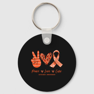 Chaveiro Orange Lepard Peace Love Cure Leukemia Sensibiliza