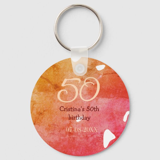 Chaveiro Orange red 50 aniversário adicione nome data p (Frente)