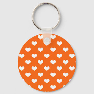 Chaveiro Orange White Love Heart Pattern Design