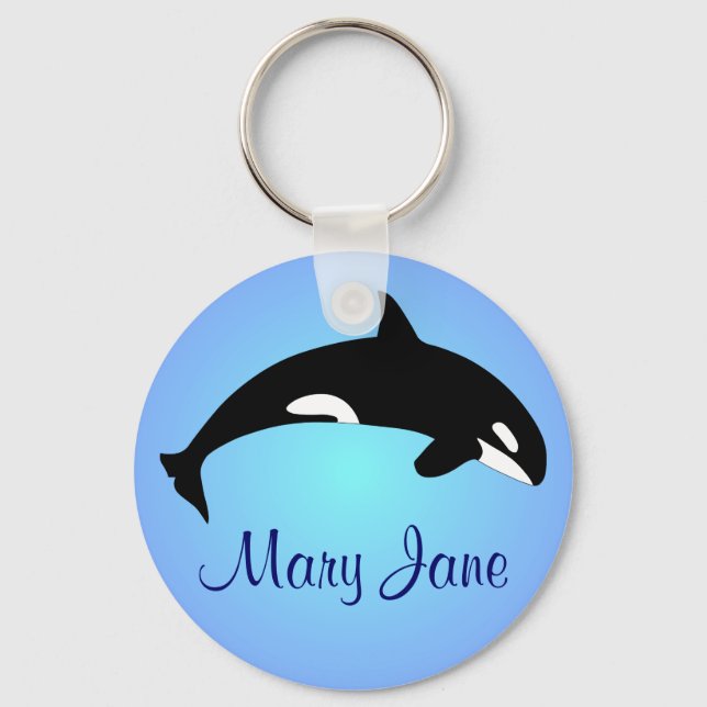 Chaveiro Orca Killer Whale Gradient Blue Name (Frente)