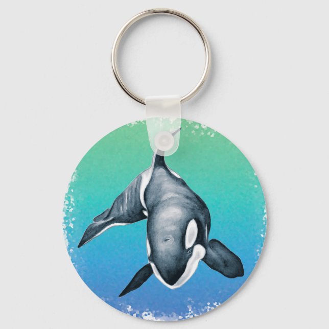 Chaveiro Orca Whale Teal Crystal (Frente)